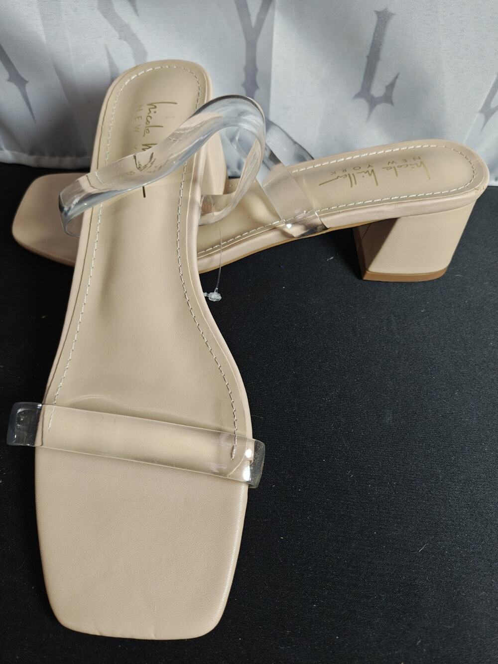 NICOLE MILLER Women's 8 Wemby Heeled Sandal Slip On Mule Nude Open Toe